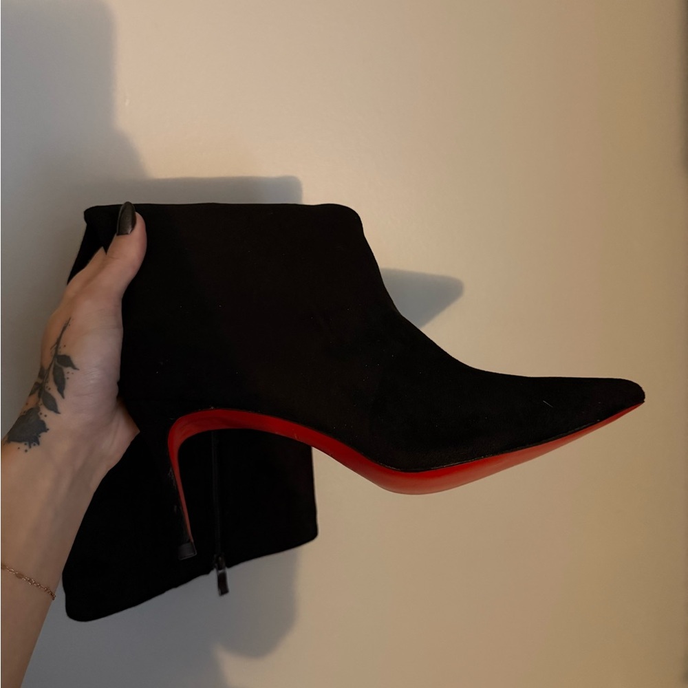 Christian Louboutin Black and Red Heeled Boots